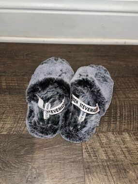 Steve Madden Plush Slide Slippers with Branded Strap